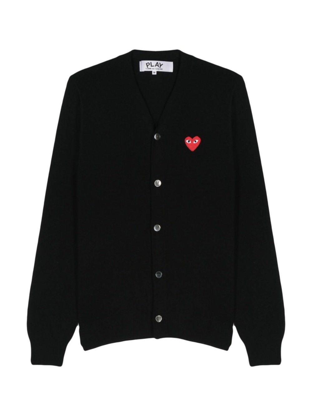 Comme des Garcons PLAY Black Cardigan with Red Heart Patch size XXL